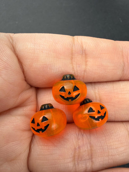 Pumpkin Beads, Jack O Lantern Beads, Halloween Beads for Jewelry Making