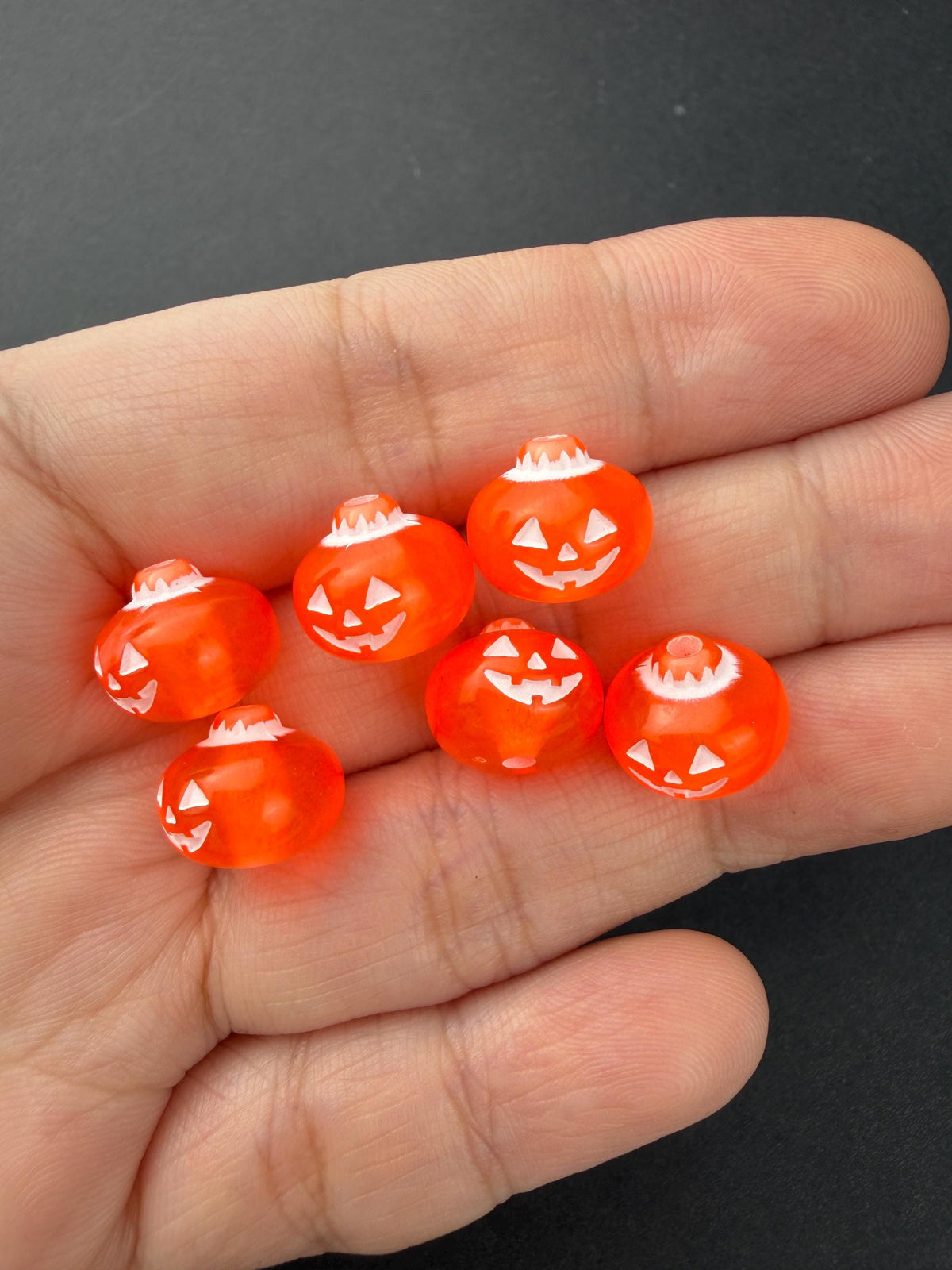 Pumpkin Beads, Jack O Lantern Beads, Halloween Beads for Jewelry Making
