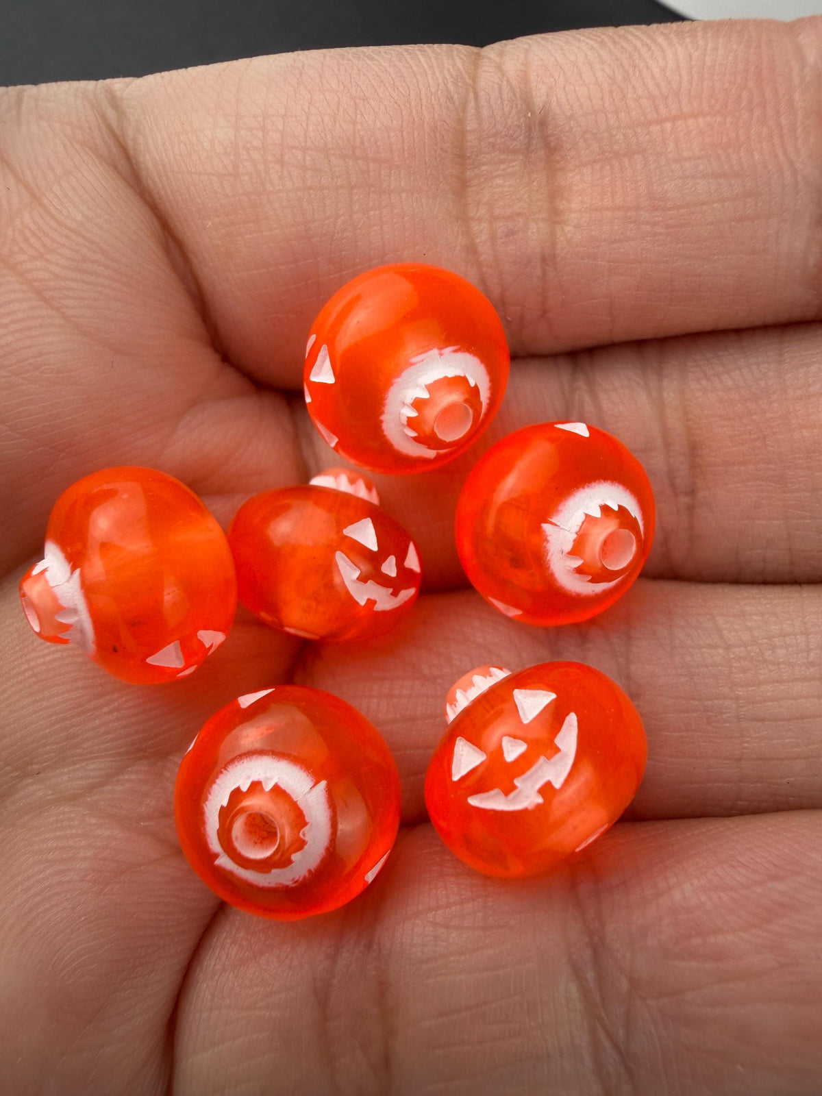 Pumpkin Beads, Jack O Lantern Beads, Halloween Beads for Jewelry Making