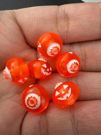 Pumpkin Beads, Jack O Lantern Beads, Halloween Beads for Jewelry Making