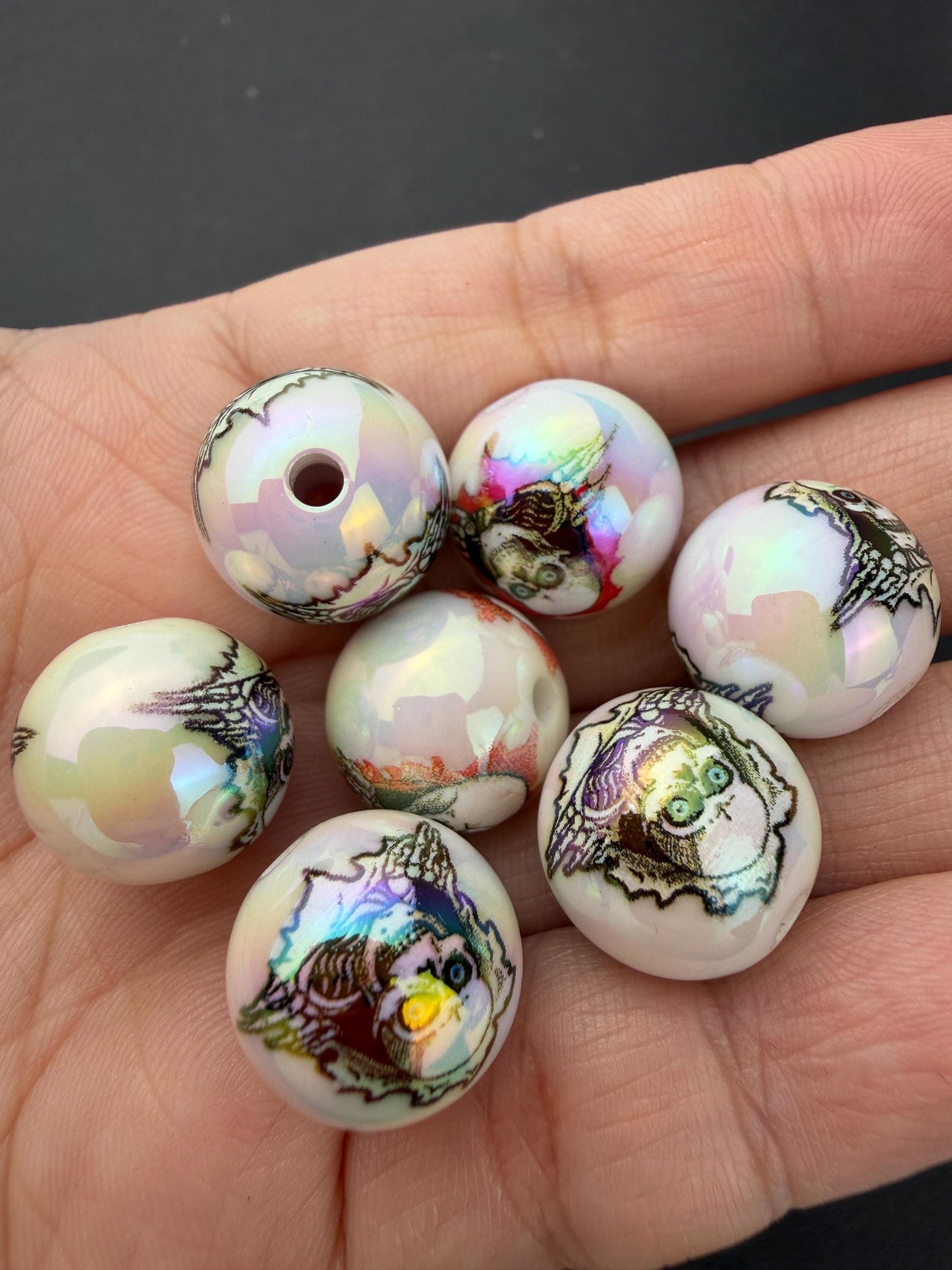 Zombie Beads, Iridescent Halloween Beads, Skeleton Beads for Jewelry Making #4043