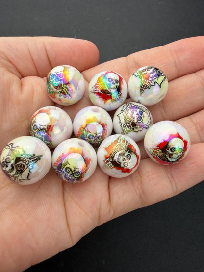 Zombie Beads, Iridescent Halloween Beads, Skeleton Beads for Jewelry Making #4043