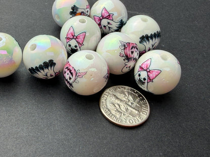 Pink Ghost Beads, Cute Halloween Acrylic Beads, Pink Pumpkin Beads for Jewelry Making #4045