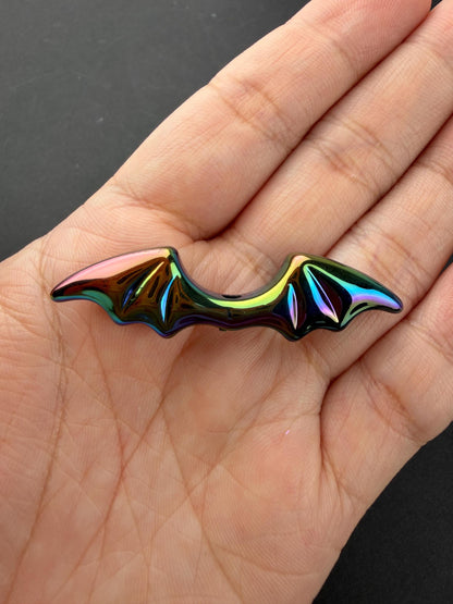 Bat Beads, Iridescent Halloween Beads, Large Bat Focal Beads for Craft, Jewelry Making
