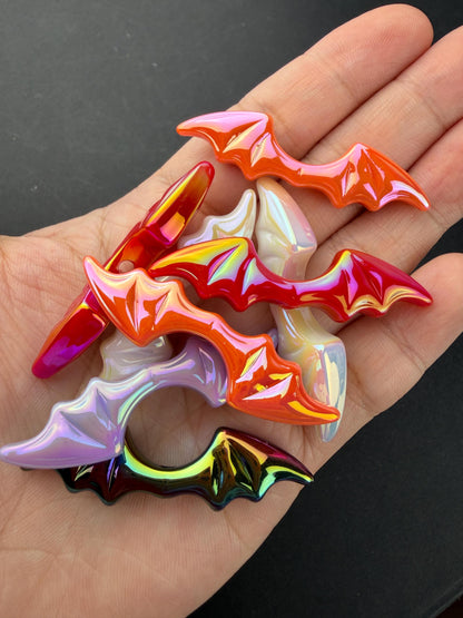 Bat Beads, Iridescent Halloween Beads, Large Bat Focal Beads for Craft, Jewelry Making