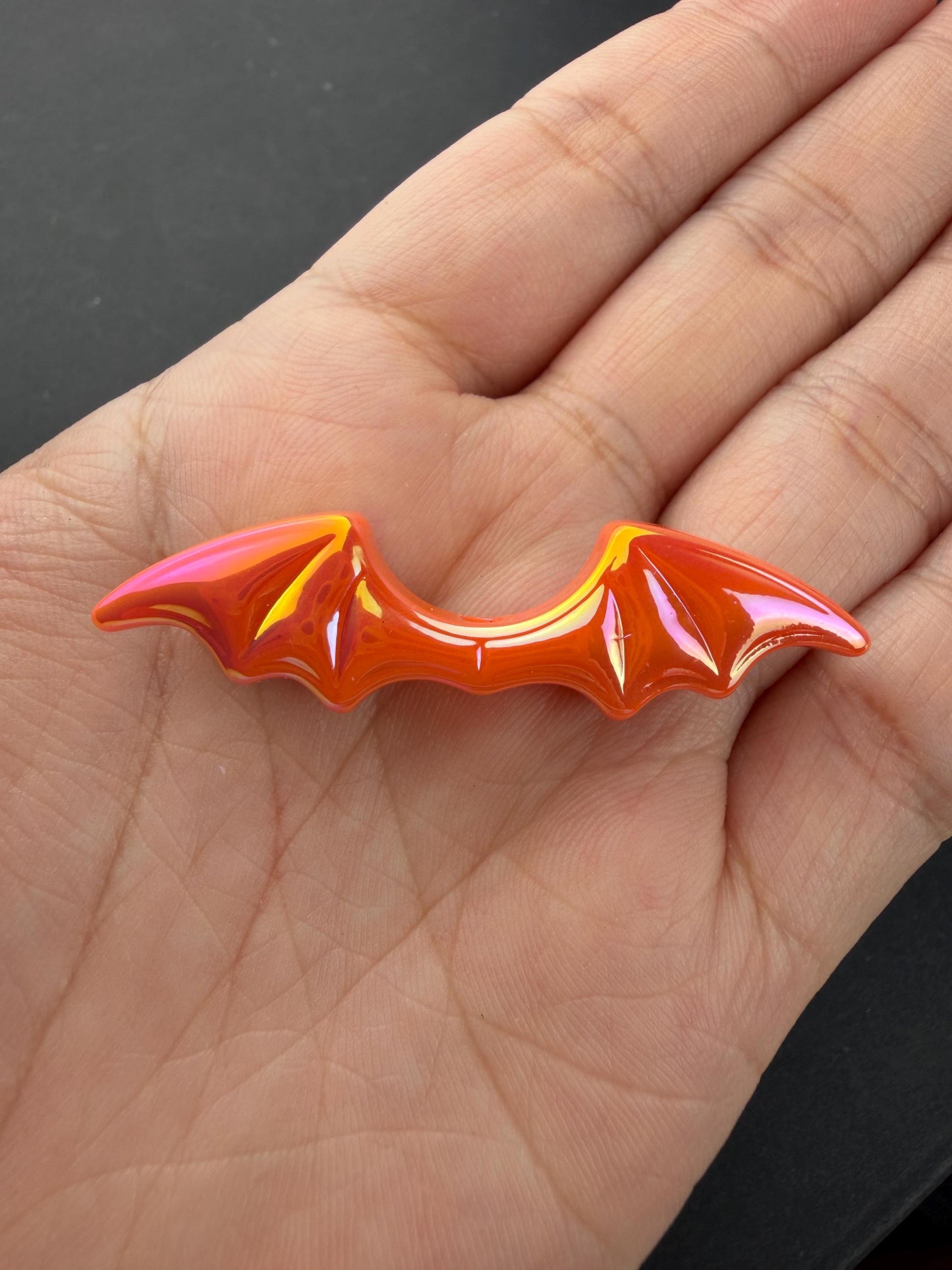 Bat Beads, Iridescent Halloween Beads, Large Bat Focal Beads for Craft, Jewelry Making