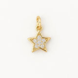 Gold Star Pendant, Micro Pave Star Charm, Petite Gold Brass Celestial Jewelry Charm