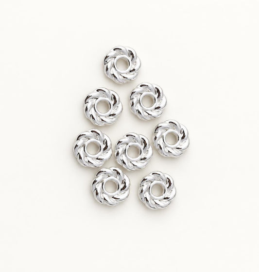 Twisted Rope Spacer Beads, 4mm 6mm 8mm PVD Brass Rings, 14K Gold & Silver Metal Beads for Bracelets