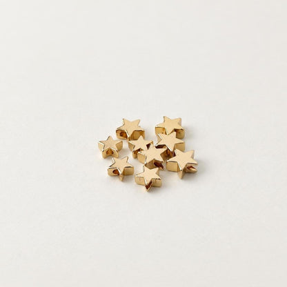 14K Gold Star Spacer Beads, PVD Brass Star Beads, Small Celestial Metal Beads for Bracelets & Jewelry Making