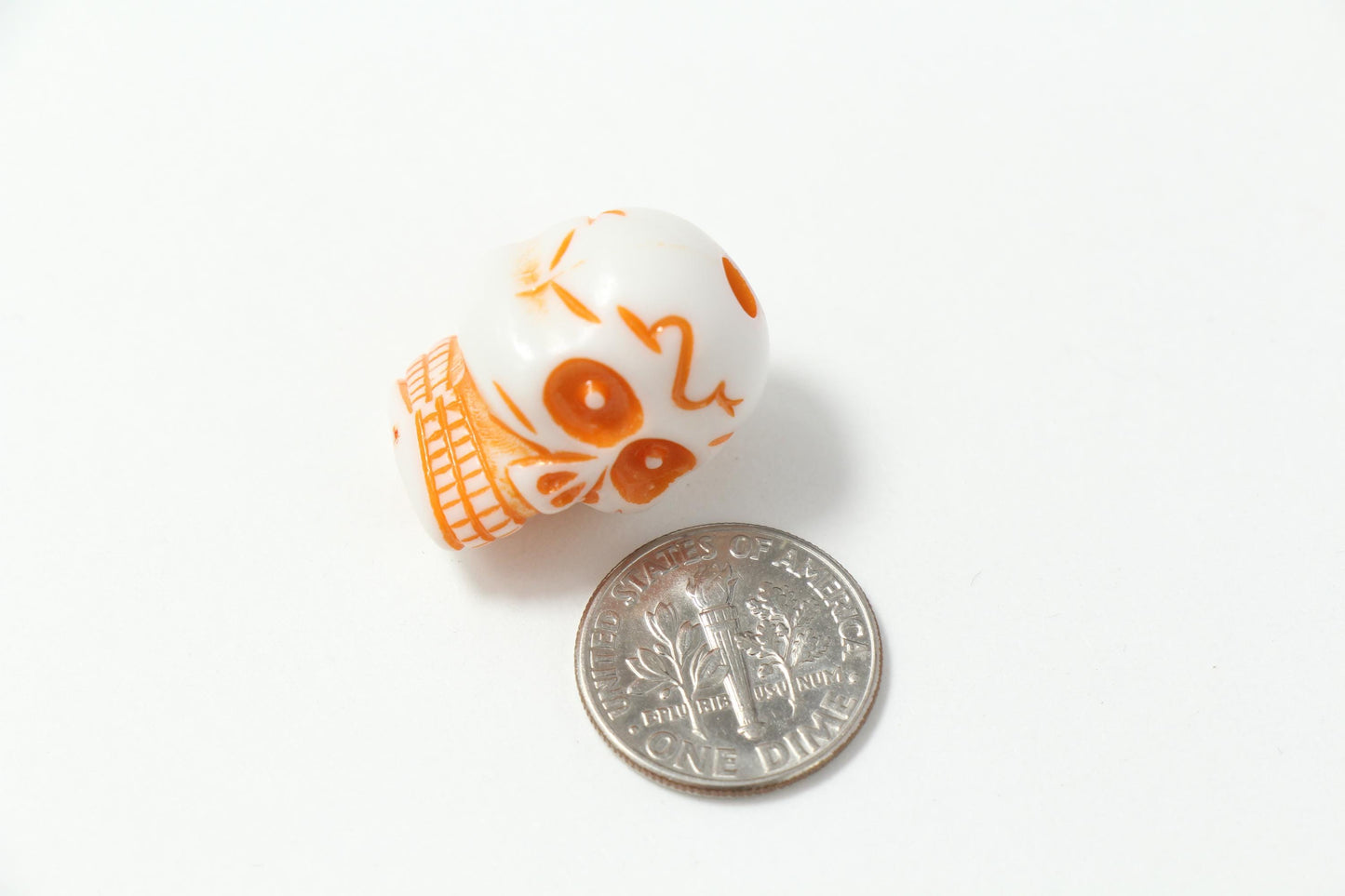 Orange Skull Beads, Large Skull Beads, Halloween Beads for Jewelry Making #4038