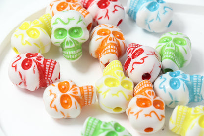 Mixed Color Skull Beads, Halloween Statement Beads, Large Spooky Beads for Jewelry Making #4039