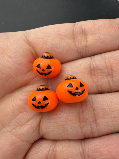 Pumpkin Beads, Jack O Lantern Beads, Halloween Beads for Jewelry Making