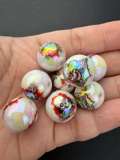 Zombie Beads, Iridescent Halloween Beads, Skeleton Beads for Jewelry Making #4043