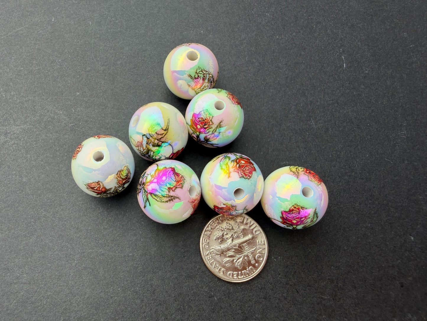 Floral Skull Beads, Rose Skull Acrylic Beads, Halloween Beads for Jewelry Making #4046