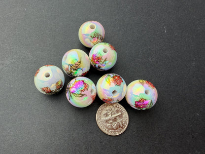 Floral Skull Beads, Rose Skull Acrylic Beads, Halloween Beads for Jewelry Making #4046
