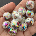 Floral Skull Beads, Rose Skull Acrylic Beads, Halloween Beads for Jewelry Making #4046