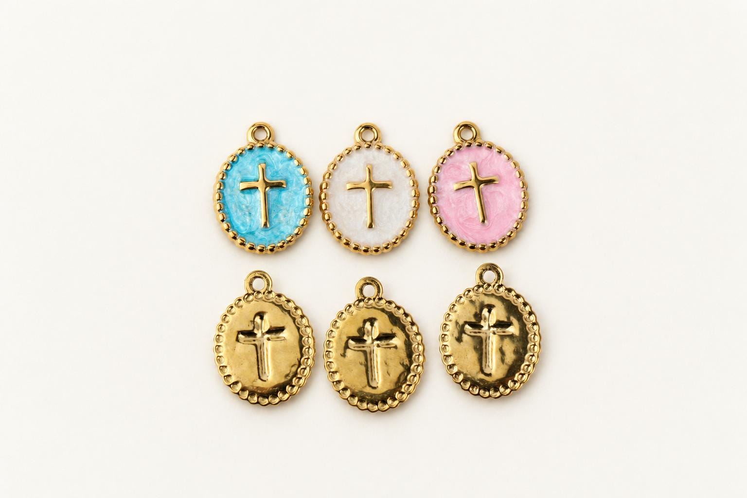 Gold Enamel Cross Charm