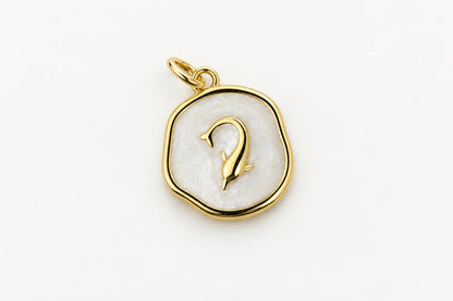 Sea Life Charms, Turtle Dolphin & Seashell Enamel Pendants, Gold Brass Ocean Jewelry Supplies