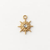 Celestial Sun Charm, Gold Rhinestone Starburst Pendant, Tiny Stainless Steel Sun Jewelry Charm