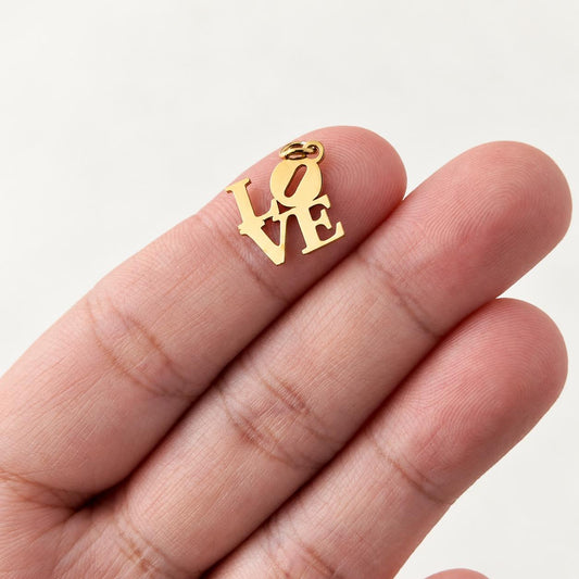 LOVE Word Charm, Gold Stainless Steel Letter Pendant, Romantic Jewelry Charm