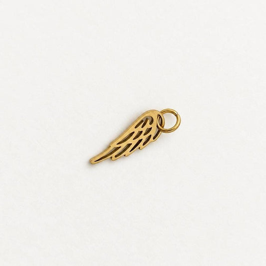 Gold Feather Charm, Openwork Stainless Steel Feather Pendant, Boho Nature Jewelry Charm
