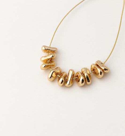 14K Gold Spacer Beads, Irregular Pebble Brass Beads, PVD Metal Beads for Bracelets & Jewelry