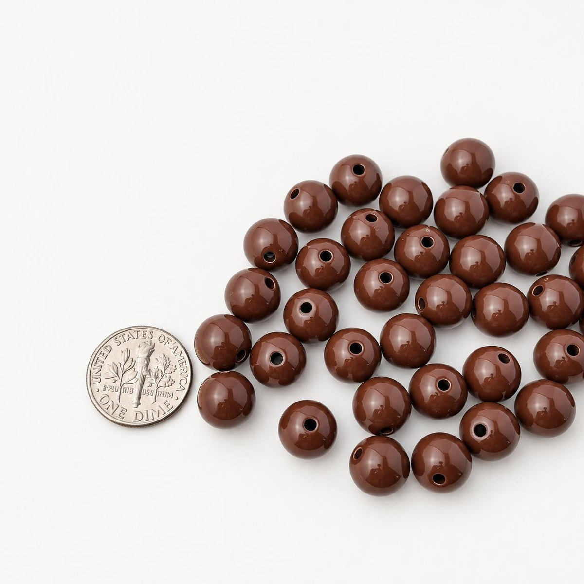 10mm Brown Acrylic Gumball Beads, Glossy Round Plastic Beads for Bracelet Making, Earth Tone Spacer Beads, DIY Jewelry Supplies #4052