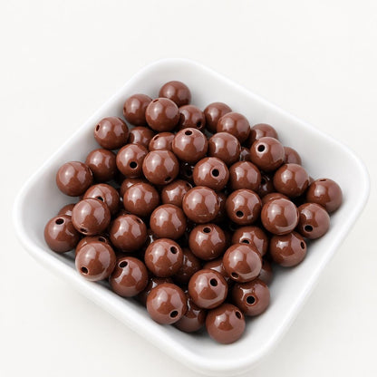 10mm Brown Acrylic Gumball Beads, Glossy Round Plastic Beads for Bracelet Making, Earth Tone Spacer Beads, DIY Jewelry Supplies #4052