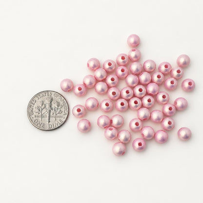 6mm Glow in the Dark Beads, Shimmer Pink Acrylic Round Beads, Luminous Beads for Bracelets & Jewelry Making