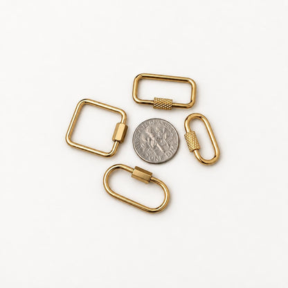 Screw Lock Clasps, Openable Metal Connectors, Rectangle Oval Carabiner Clasps, Jewelry Making Findings for Charms & Chains