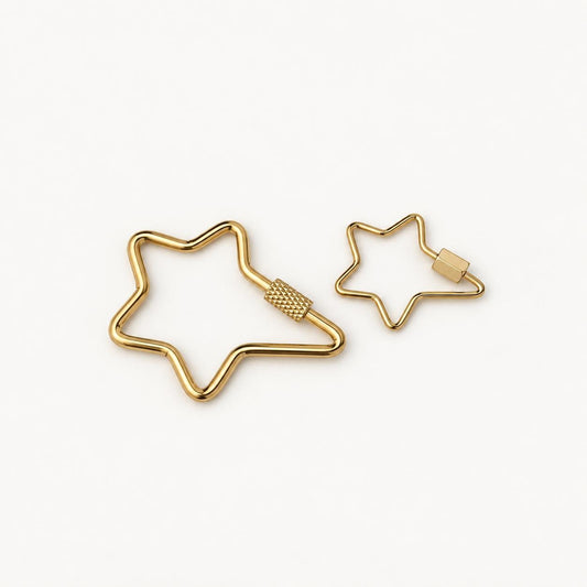 Gold-tone stainless steel star screw-lock clasps for charm jewelry and keychains