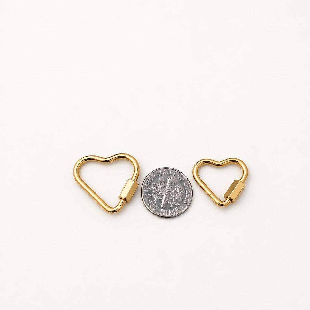 Heart Carabiner Clasp, Openable Screw Lock Charm Holder, Gold Stainless Steel Heart Connector for Keychains & Jewelry Making