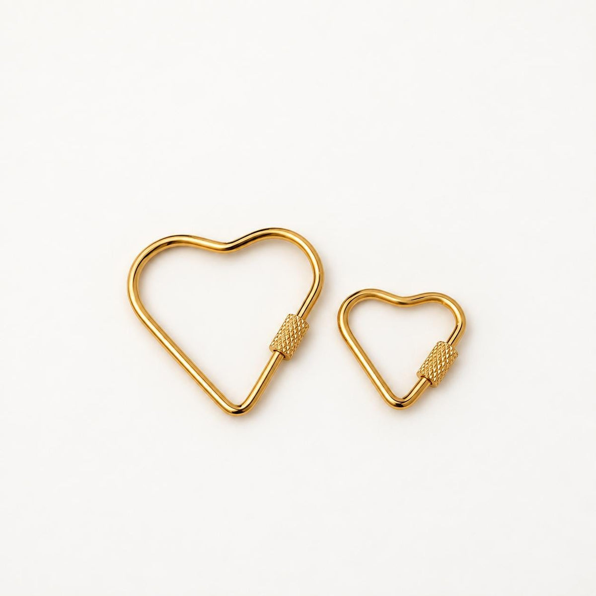 Heart Carabiner Clasp, Openable Screw Lock Charm Holder, Gold Stainless Steel Heart Connector for Keychains & Jewelry Making