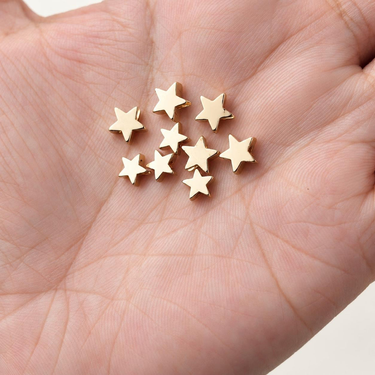 14K Gold Star Spacer Beads, PVD Brass Star Beads, Small Celestial Metal Beads for Bracelets & Jewelry Making