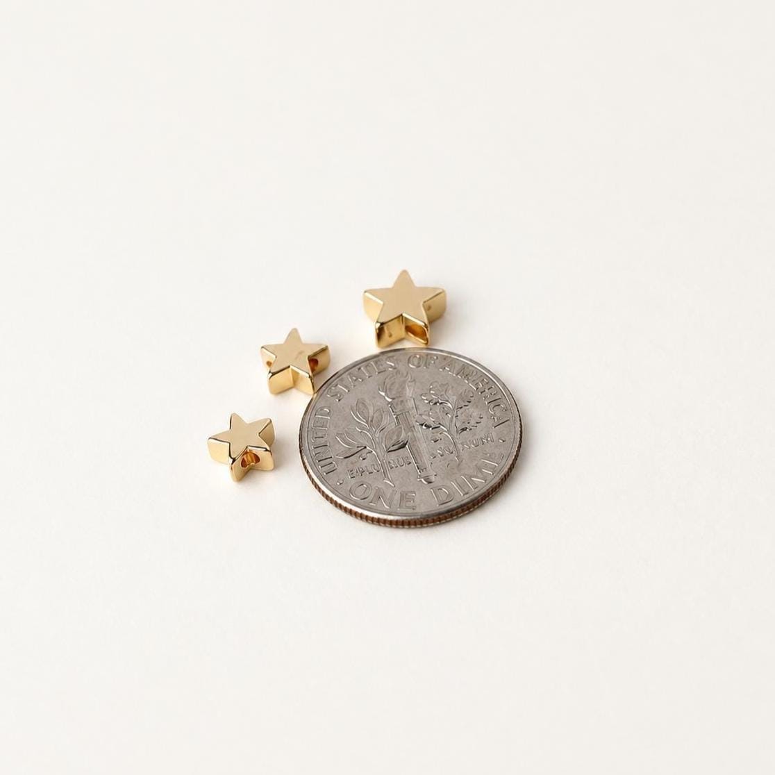 14K Gold Star Spacer Beads, PVD Brass Star Beads, Small Celestial Metal Beads for Bracelets & Jewelry Making