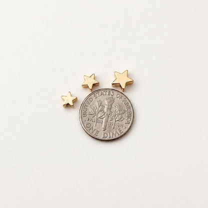 14K Gold Star Spacer Beads, PVD Brass Star Beads, Small Celestial Metal Beads for Bracelets & Jewelry Making