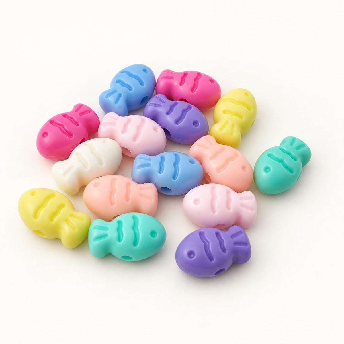 Chunky Fish Beads, Pastel Mixed Color Beads, Large Animal Beads for Bracelets, Jewelry Making Supplies #4051