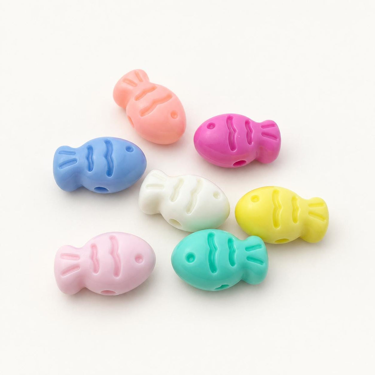 Chunky Fish Beads, Pastel Mixed Color Beads, Large Animal Beads for Bracelets, Jewelry Making Supplies #4051