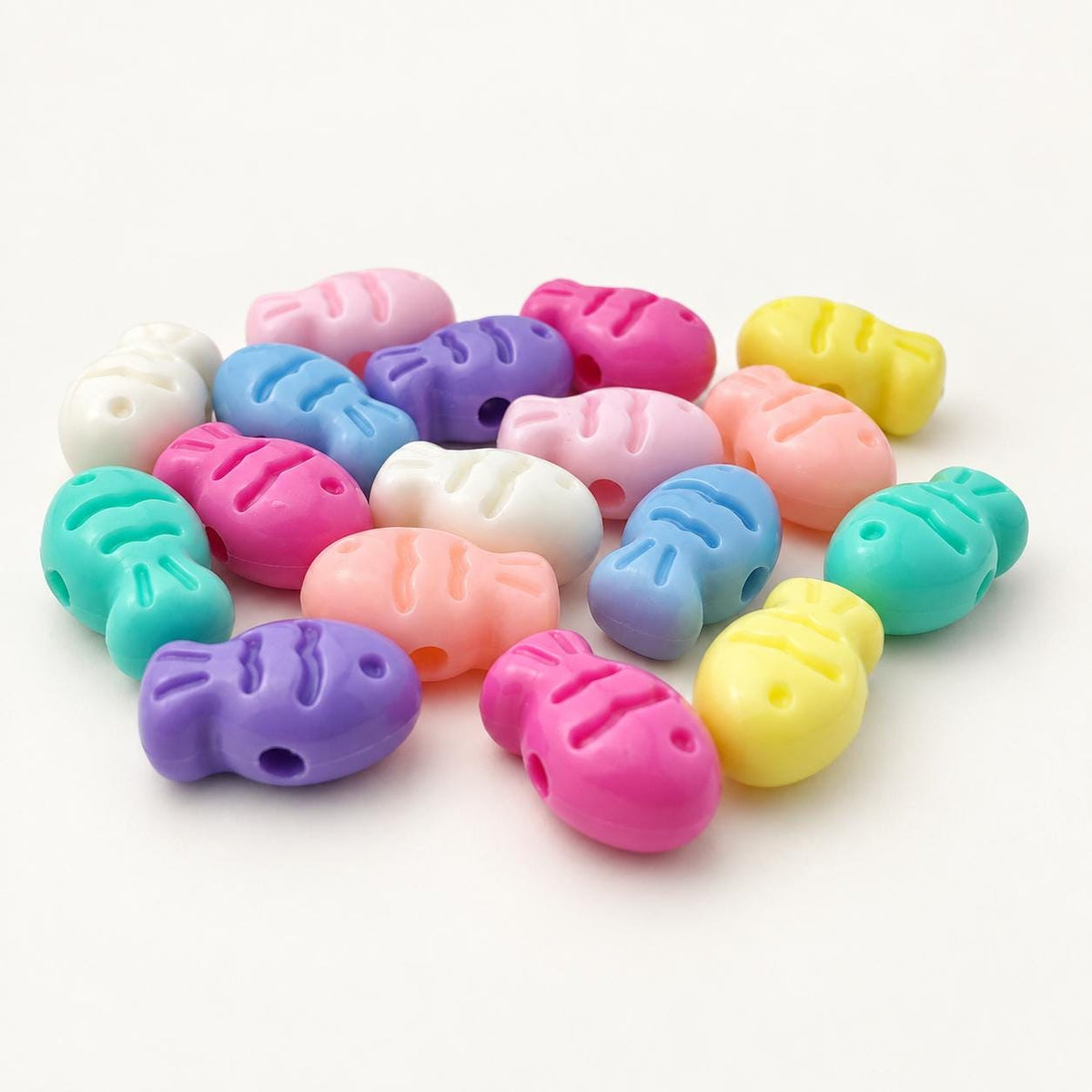 Chunky Fish Beads, Pastel Mixed Color Beads, Large Animal Beads for Bracelets, Jewelry Making Supplies #4051
