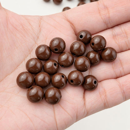 10mm Brown Acrylic Gumball Beads, Glossy Round Plastic Beads for Bracelet Making, Earth Tone Spacer Beads, DIY Jewelry Supplies #4052