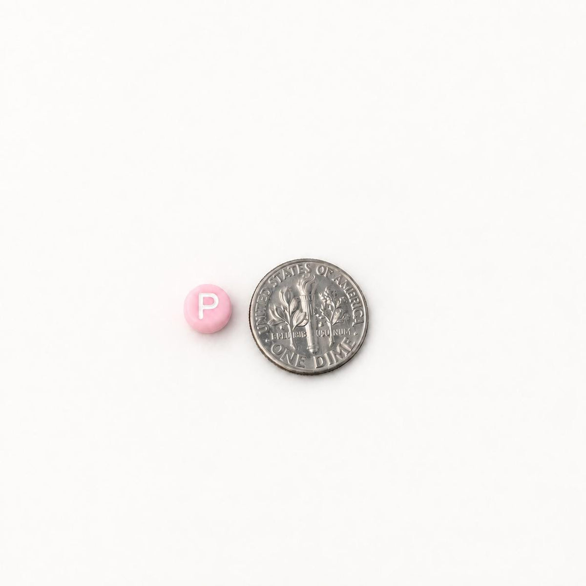7mm Pink Letter Beads, Bubblegum Pink Round Alphabet Beads, White A-Z Initial Beads for Name Bracelets & Jewelry Making #39