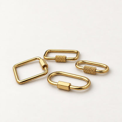 Screw Lock Clasps, Openable Metal Connectors, Rectangle Oval Carabiner Clasps, Jewelry Making Findings for Charms & Chains