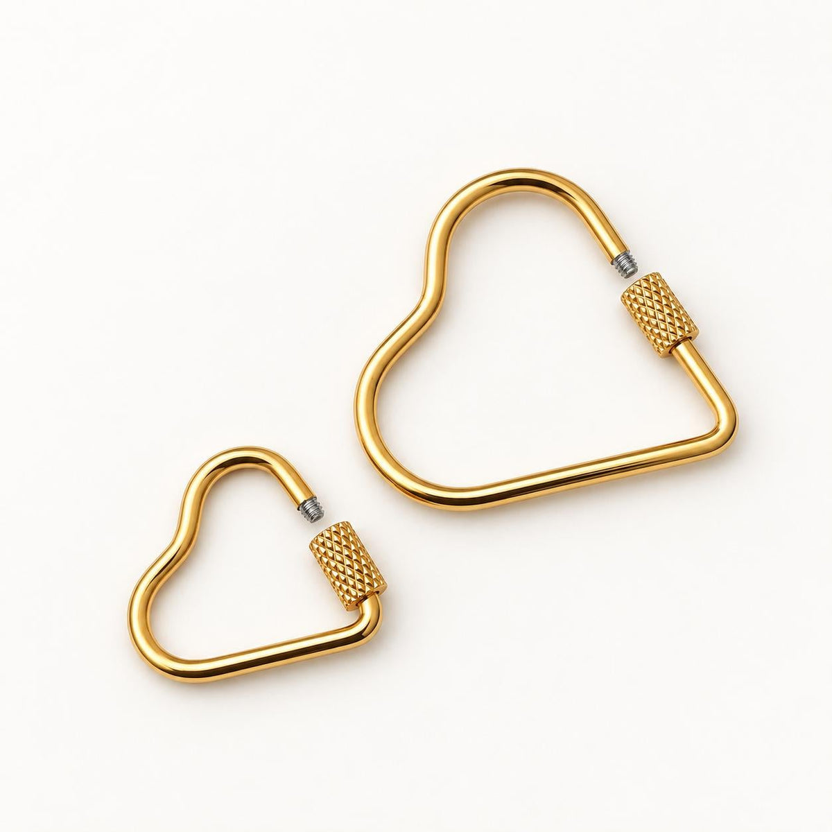 Heart Carabiner Clasp, Openable Screw Lock Charm Holder, Gold Stainless Steel Heart Connector for Keychains & Jewelry Making