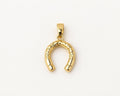 14mm Gold Horseshoe Pendant, Gold Plated Brass Lucky Horseshoe Charm, Equestrian Pendant for Necklace & Jewelry Making