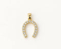 17mm CZ Horseshoe Pendant, Gold Plated Brass Lucky Horseshoe, Clear CZ Equestrian Pendant for Necklace Jewelry Making