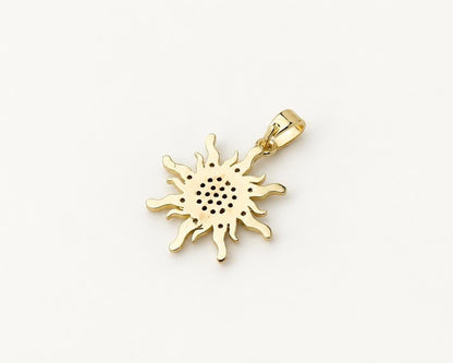 Gold Sunburst Pendant, Pave CZ Sun Pendant, Celestial Sun Charm for Necklace Jewelry Making