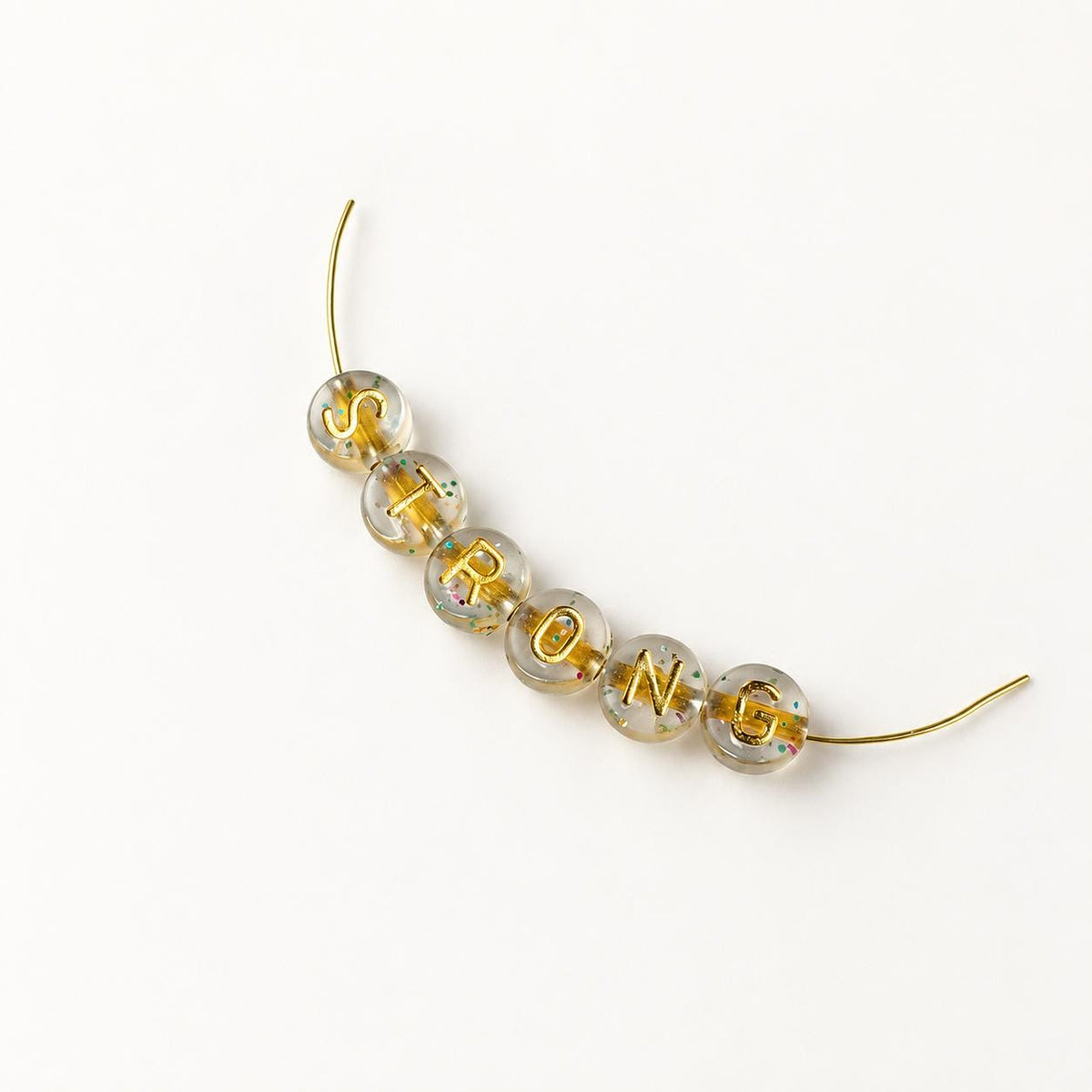 7mm Gold with Glitter Acrylic Letter Beads #753
