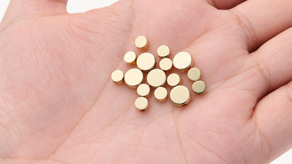 14K Gold PVD Disc Spacer Beads, Brass Flat Round Beads, Metal Spacers for Bracelets & Jewelry Making