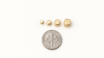14K Gold PVD Brass Beads, Rounded Cube Spacer Beads, Metal Spacers for Bracelets & Jewelry Making