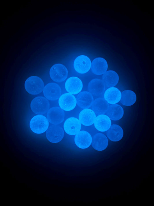 12mm Blue Glow in the Dark Acrylic Round Beads #4011